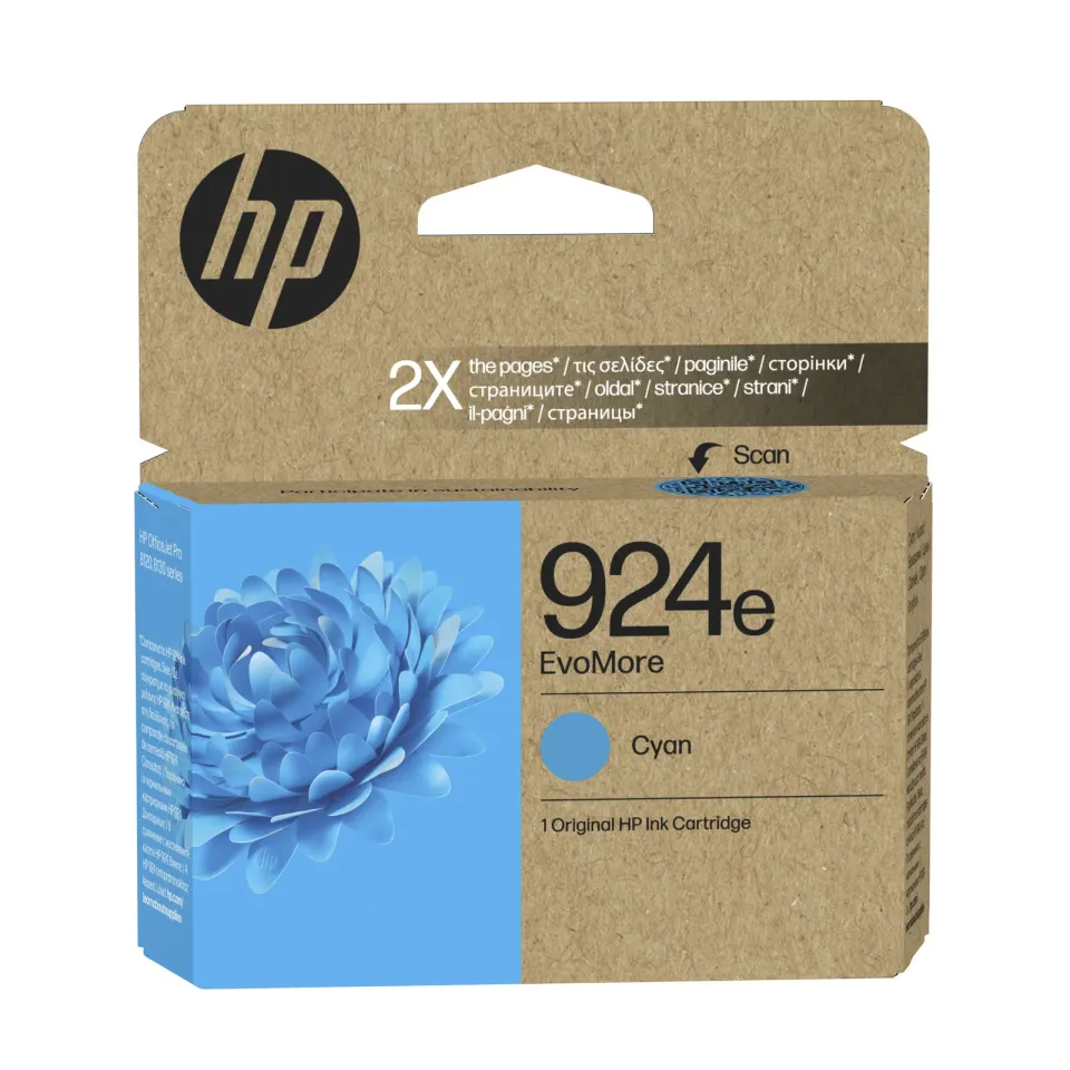 HP 4K0U7NE originální náplň azurová č.924e cyan cca 800 stran (cyan, pro HP OfficeJet 8122e, 8132e)
