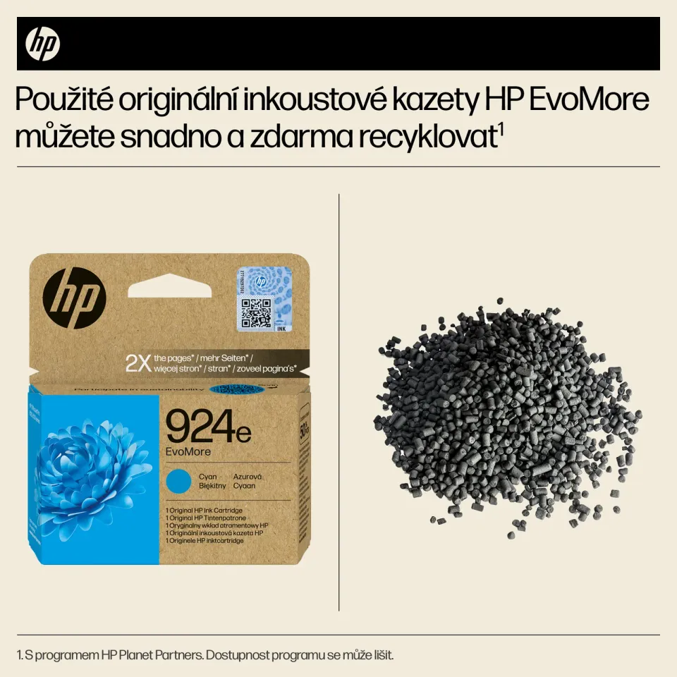 HP 4K0U7NE originální náplň azurová č.924e cyan cca 800 stran (cyan, pro HP OfficeJet 8122e, 8132e)
