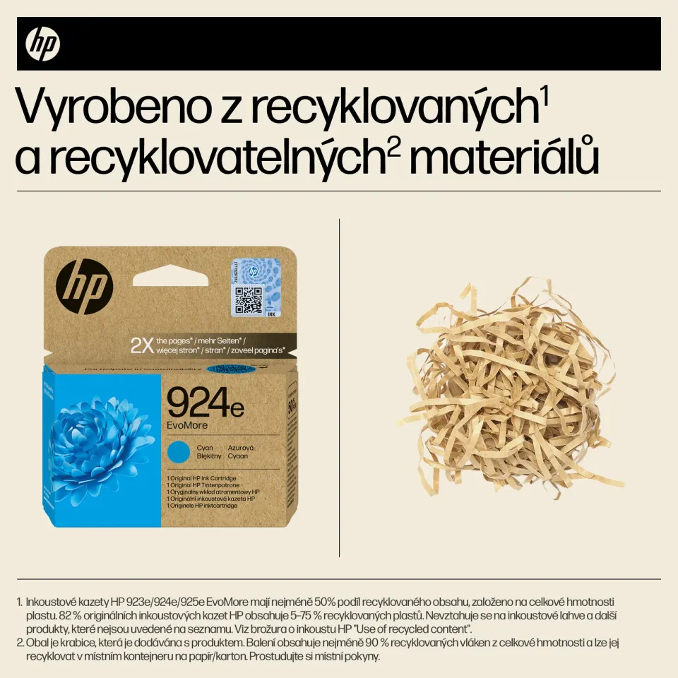 HP 4K0U7NE originální náplň azurová č.924e cyan cca 800 stran (cyan, pro HP OfficeJet 8122e, 8132e)