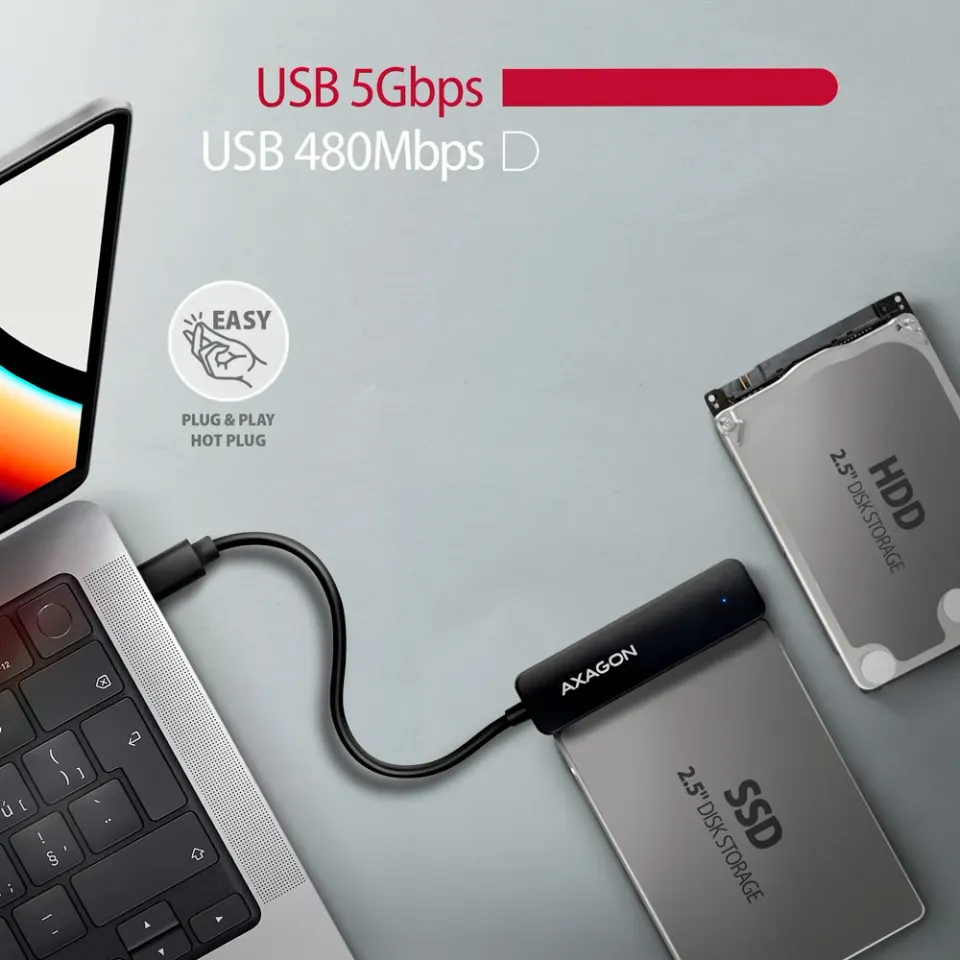 AXAGON ADSA-FP2C USB-C 5GBPS SLIM ADAPTÉR PRO 2.5" SSD/HDD
