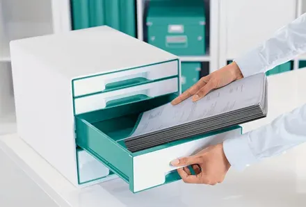 LEITZ Zásuvkový box WOW CUBE, 4 zásuvky, ledově modrá