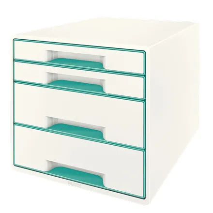 LEITZ Zásuvkový box WOW CUBE, 4 zásuvky, ledově modrá