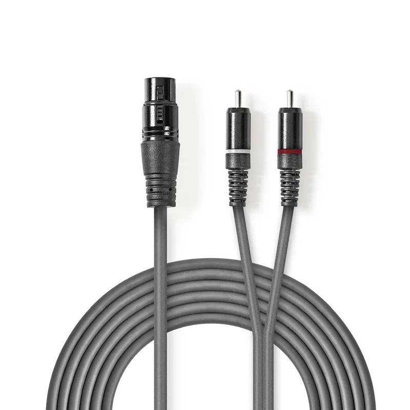 Nedis COTH15220GY15 - XLR Audiokabel | XLR 3pinová Zásuvka – 2x RCA Zástrčka | 1