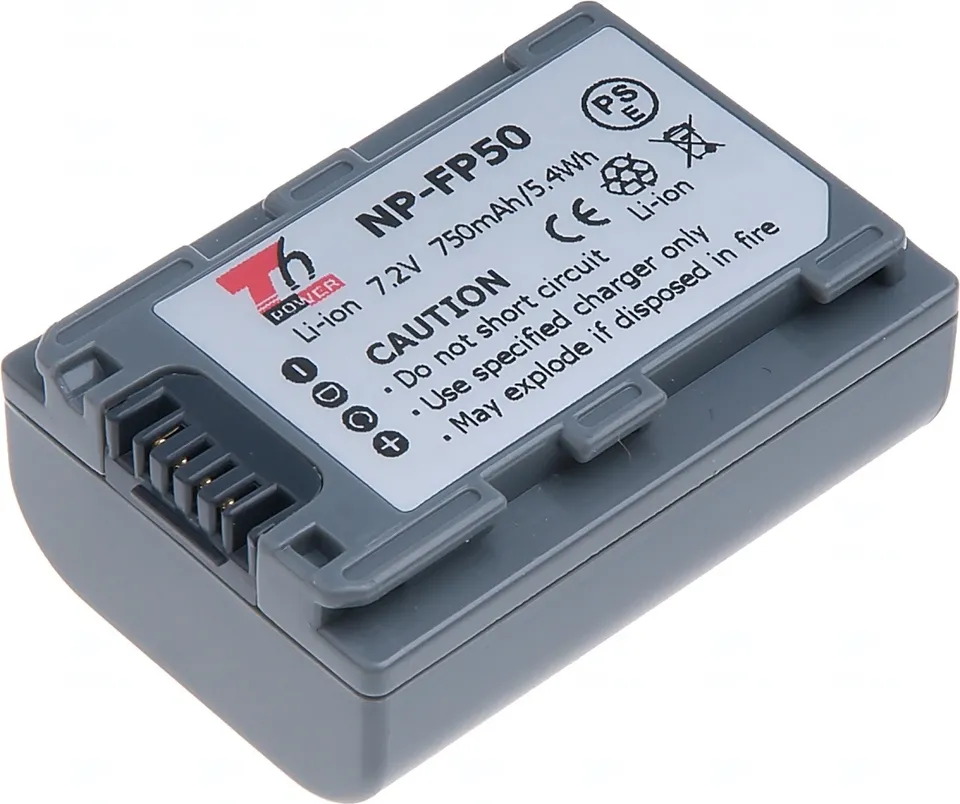 Baterie T6 Power Sony NP-FP30, NP-FP50, 750mAh, 5,4Wh, šedá
