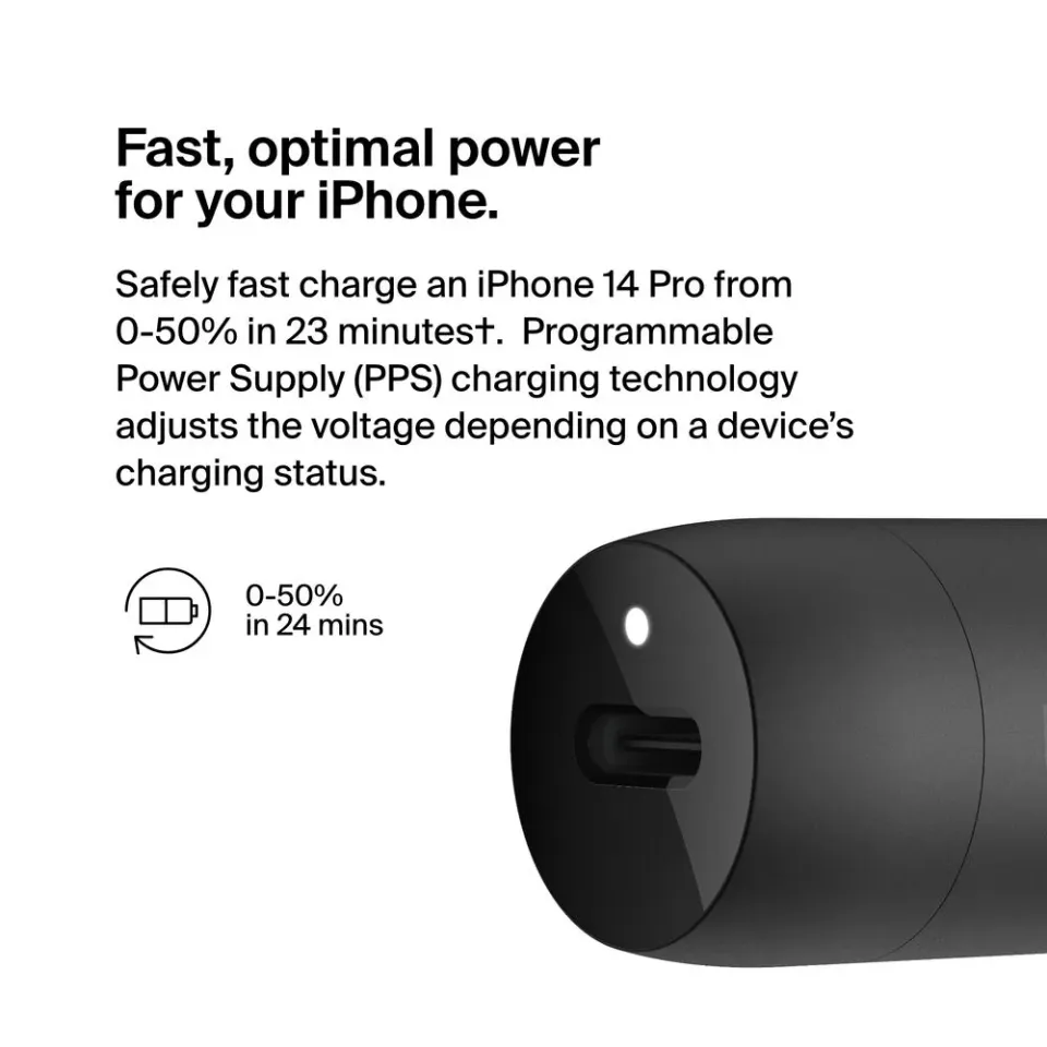 Belkin BOOSTCHARGE 30W USB-C Power Delivery PPS nabíječka do auta + 1m USB-C na