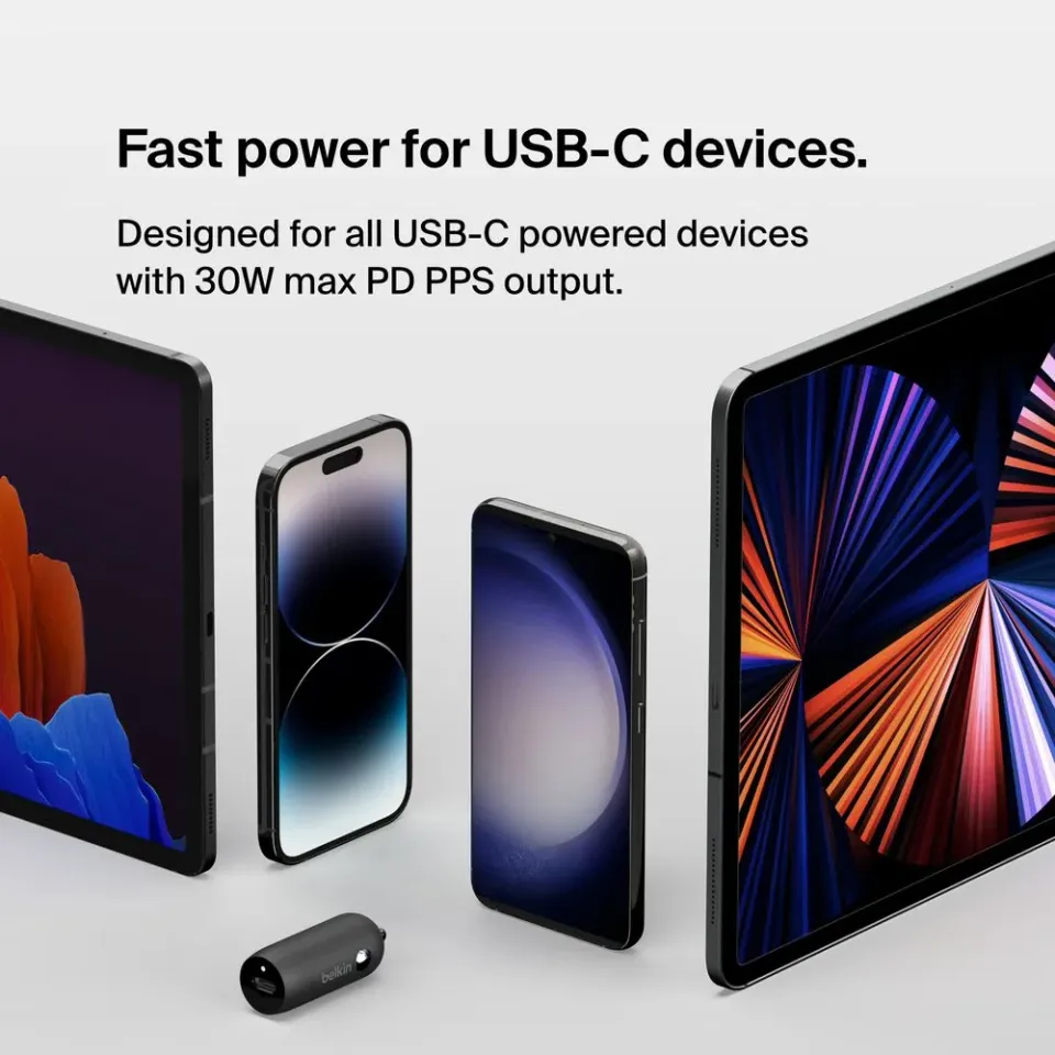 Belkin BOOSTCHARGE 30W USB-C Power Delivery PPS nabíječka do auta + 1m USB-C na