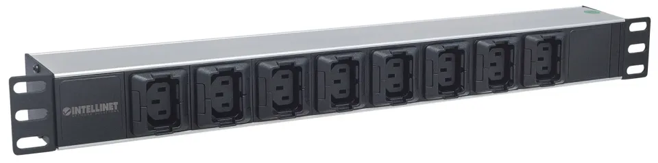 Intellinet rozvodný panel PDU, 8x C13 zásuvka, rack 1U, 2m odpojitelný kabel, proti vypadávání