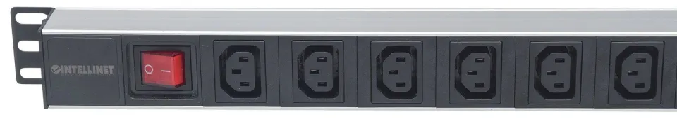 Intellinet rozvodný panel PDU, 8x C13 zásuvka, rack 1U, 2m odpojitelný kabel, proti vypadávání