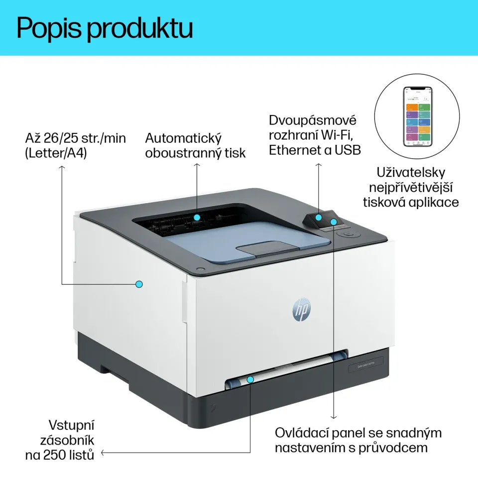 HP Color LaserJet Pro 3202dw A4 color (25/25 ppm, LAN+USB 2.0+WiFi, duplex)