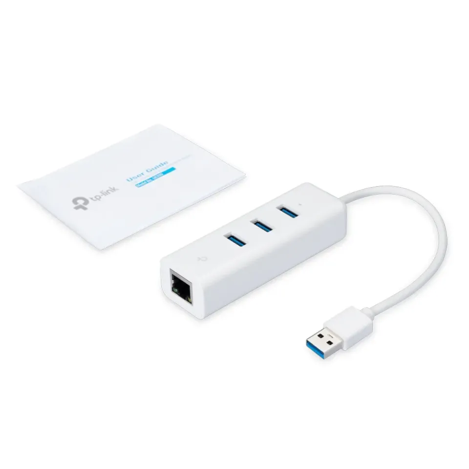 TP-LINK UE330 externi USB 3.0 sitovka 10/100/1000 s 3 portovým USB 3.0 hubem