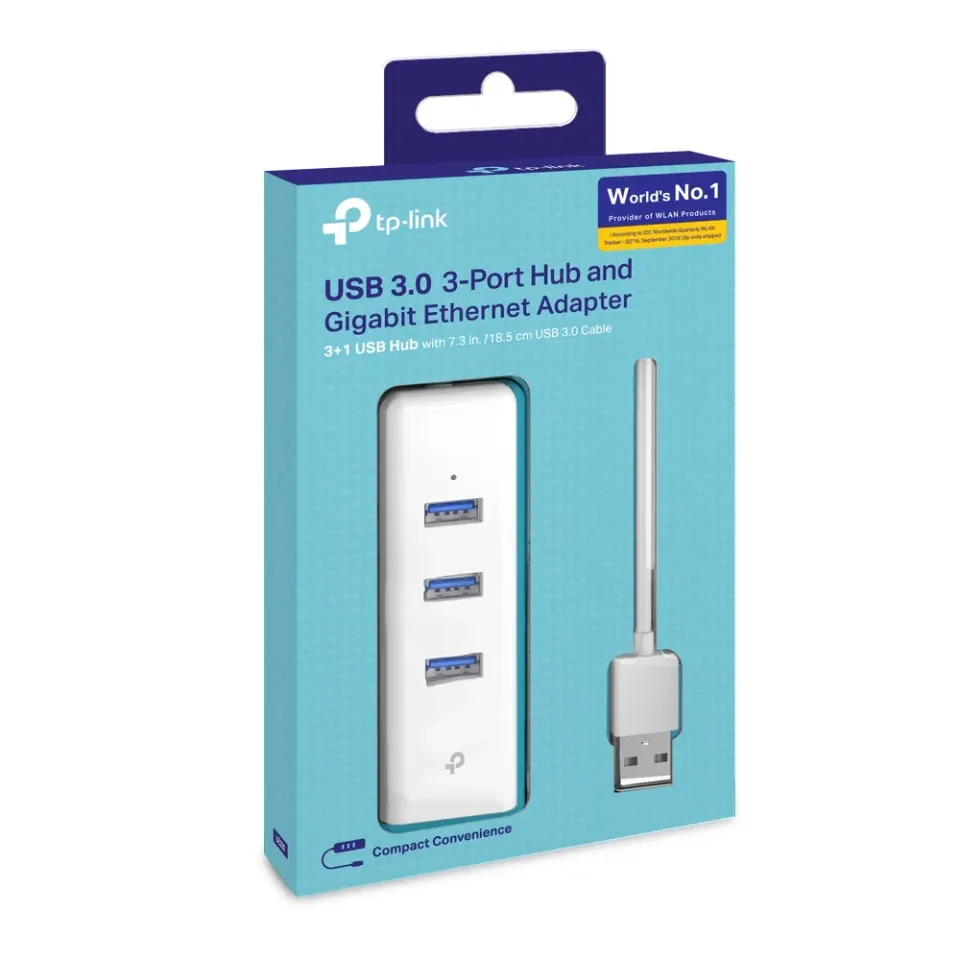 TP-LINK UE330 externi USB 3.0 sitovka 10/100/1000 s 3 portovým USB 3.0 hubem