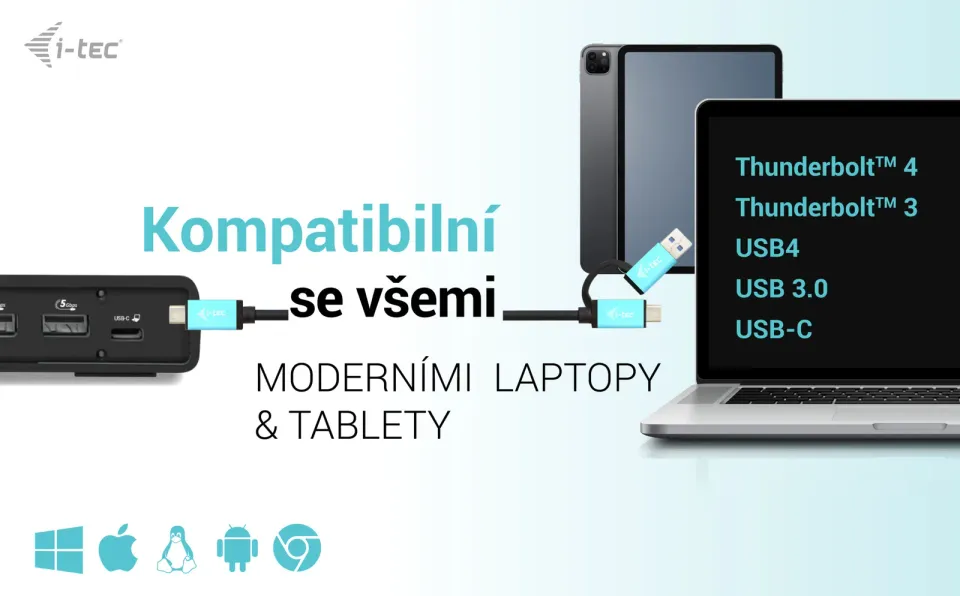 I-tec USB 3.0 / USB-C / Thunderbolt Dual Display Docking Station + PD 100W