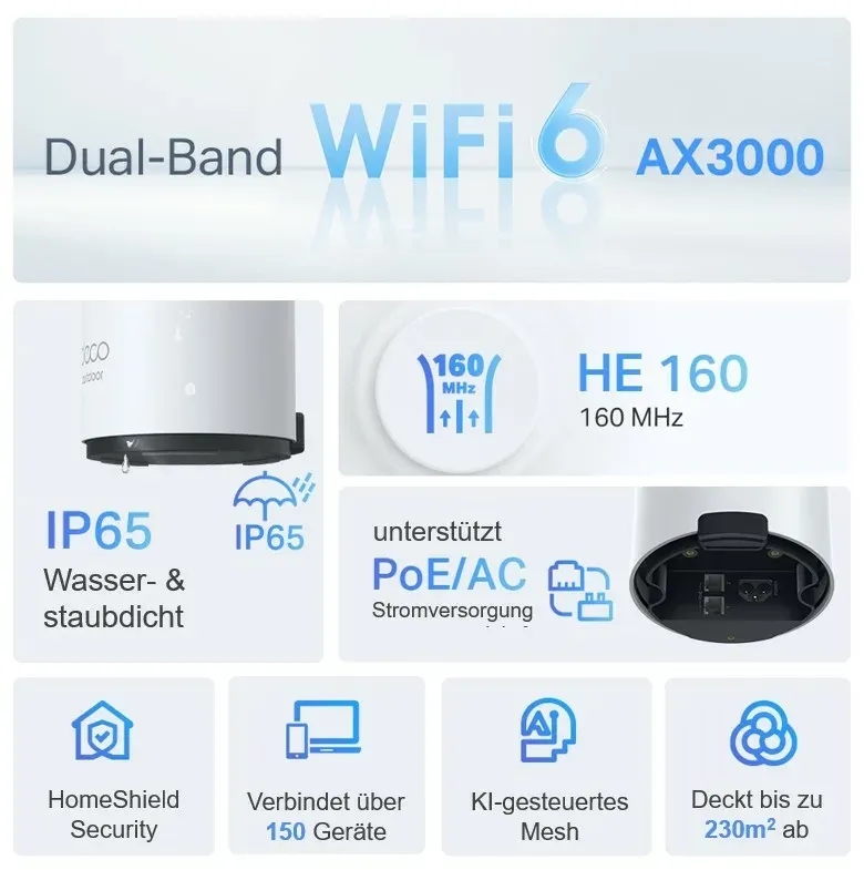 TP-Link Deco X50-Outdoor(1-pack) - AX3000 Venkovní ( IP65 ) Meshový Wi-Fi 6 syst