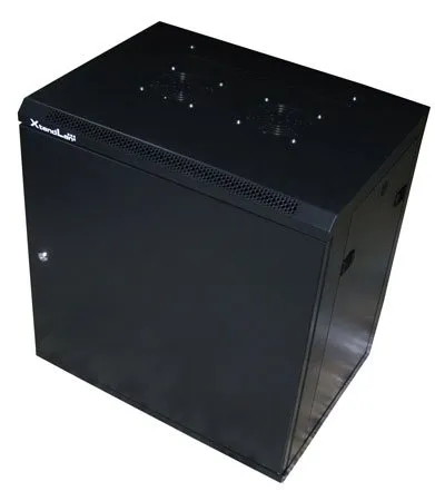 XtendLan 9U/600x450, na zeď, jednodílný, plné dveře, úprava proti vykradení (WS-9U-64-FS-BLACK-P)