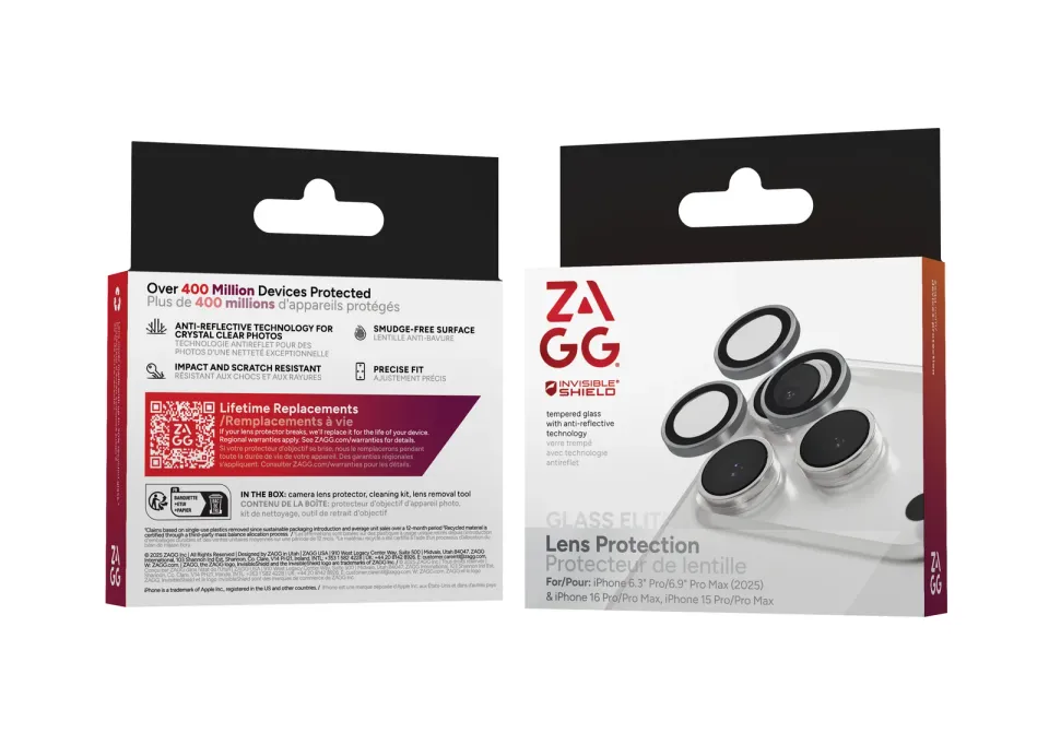 ZAGG Ochranná čočka Premium pro Apple 17 Pro/Pro Max/16 Pro/Pro Max/15 Pro/Pro Max - stříbrná