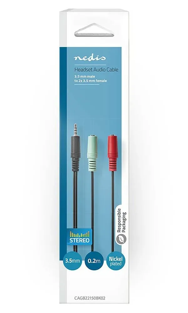 Nedis CAGB22150BK02 - Stereo Audio Kabel | 3,5mm Zástrčka -2x 3,5mm Zásuvka | 0.
