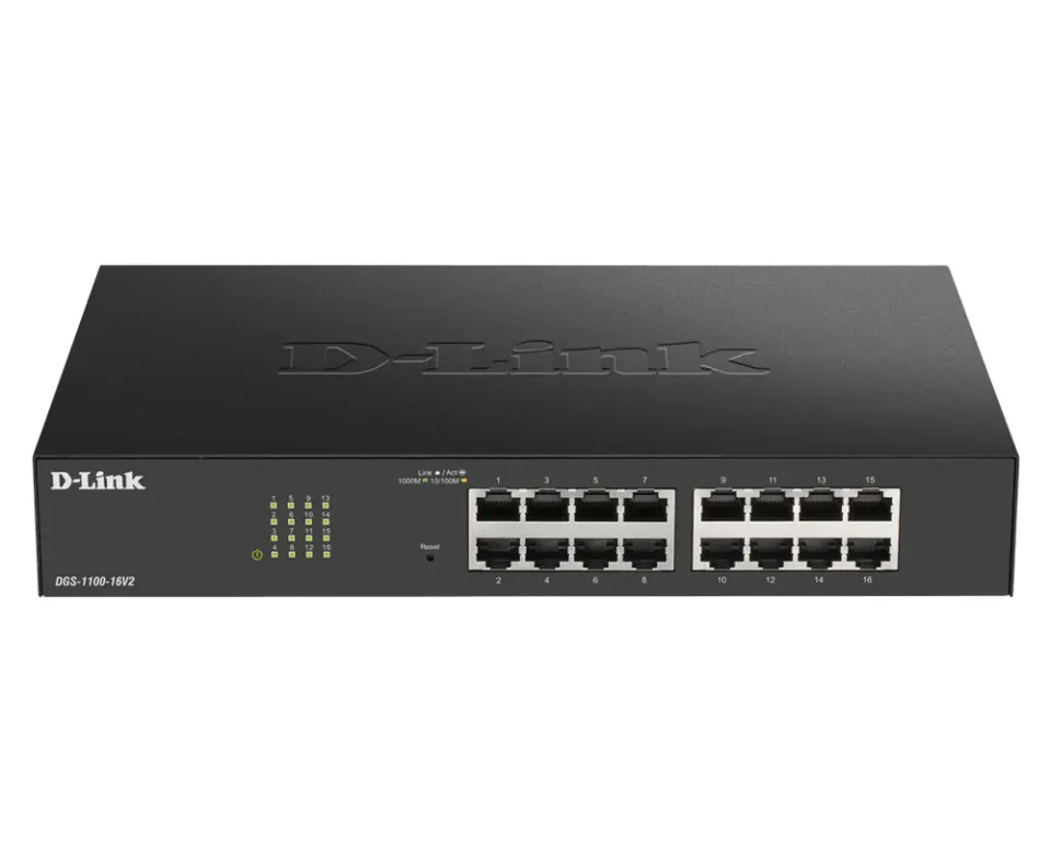 D-Link DGS-1100-24PV2 24-Port PoE Gigabit Smart Managed Switch, 12x PoE, PoE budget 100W, fanless