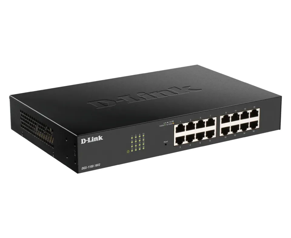 D-Link DGS-1100-24PV2 24-Port PoE Gigabit Smart Managed Switch, 12x PoE, PoE budget 100W, fanless