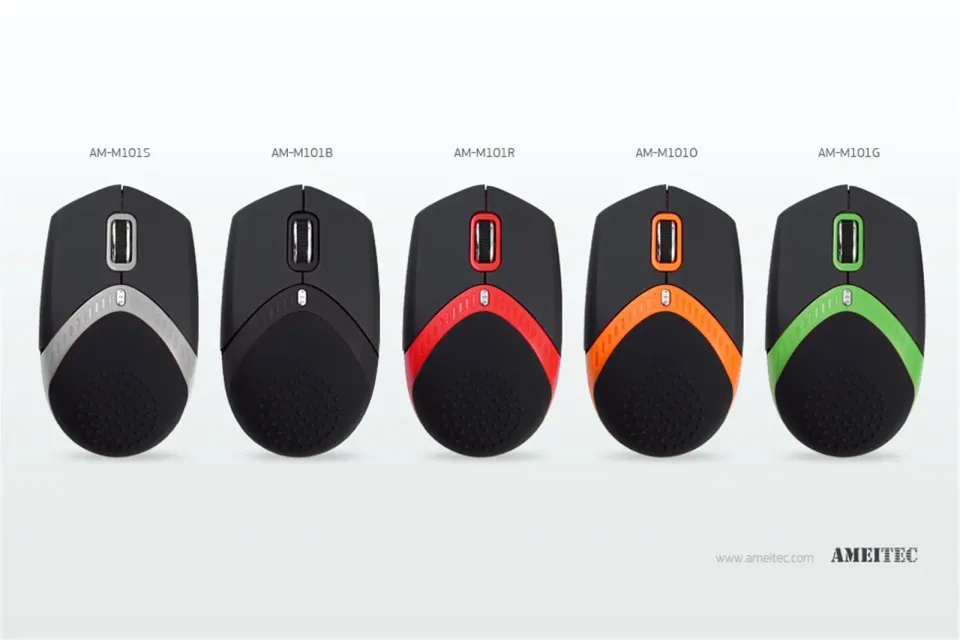 AMEI AM-M101B/Ergonomická/Optická/1 600 DPI/Drátová USB/Černá