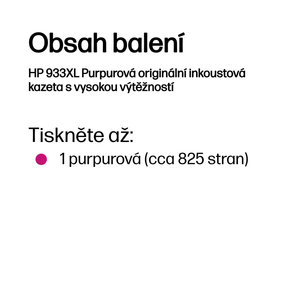 HP CN055AE originální náplň č.933XL purpurová velká (cca 825 stran, magenta, pro OJ 6700, OJ 7610, 7612)