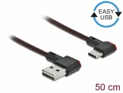 Delock Kabel EASY-USB 2.0 Typ-A samec na USB Type-C samec pravoúhlý levý / pravý