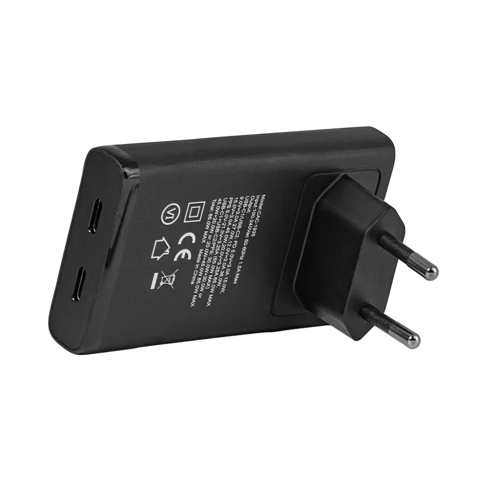 Club3D cestovní nabíječka 65W GAN Technologie, 2 porty (2xUSB-C), PPS, PD 3.1