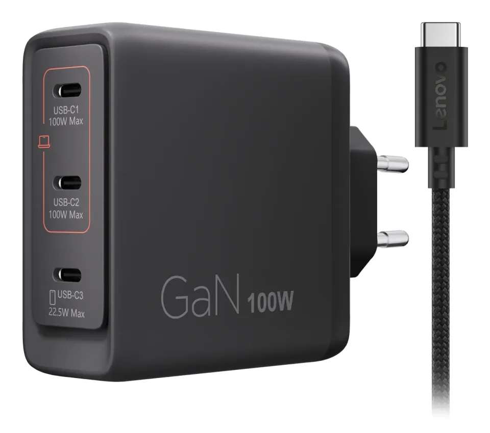 Lenovo CONS Multi-port USB-C 100W GaN Charger = napájecí adaptér s 3x UBS-C v č