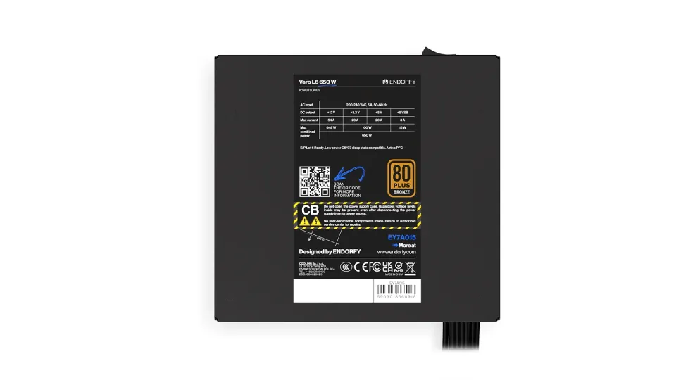 Endorfy Vero L6 Bronze, Zdroj, ATX 3.1, 650W, aktivní PFC, 120mm ventilátor, PCI