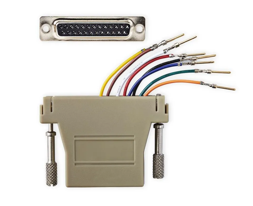 NEDIS serial adaptér/ zásuvka D-SUB 25-Pin - zásuvka RJ45/ poniklovaný/ slonovinová kost/ blistr