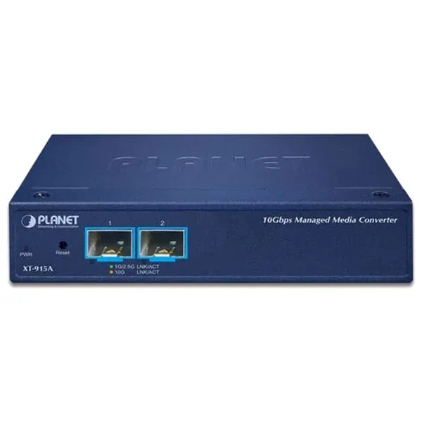 Planet XT-915A průmyslový konvertor, 2x 10G/1G Base-X SFP+, 0~50°C, DIN, SNMP