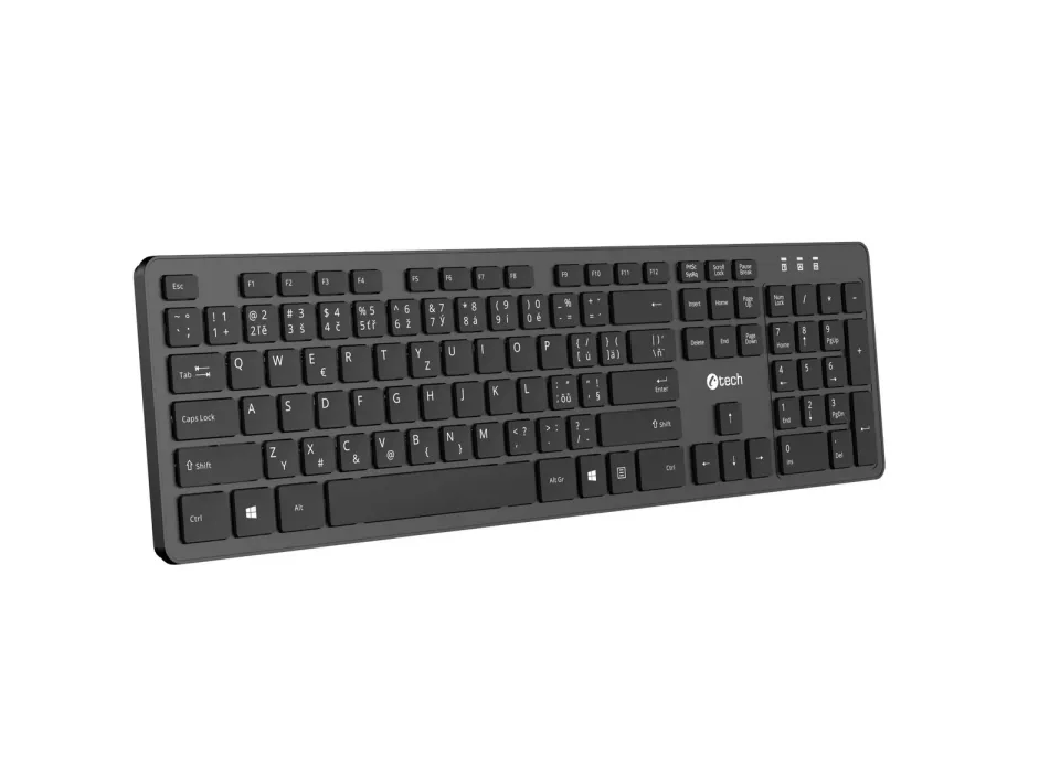 C-TECH klávesnice KB-115 bezdrátová 2.4Ghz USB, slim, CZ/SK, černá