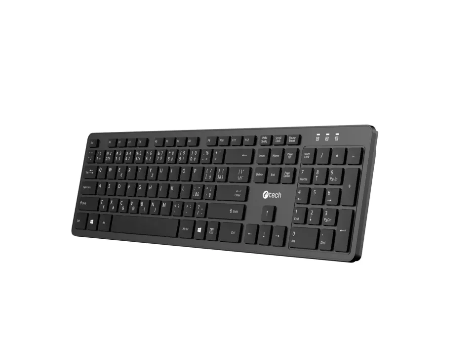 C-TECH klávesnice KB-115 bezdrátová 2.4Ghz USB, slim, CZ/SK, černá