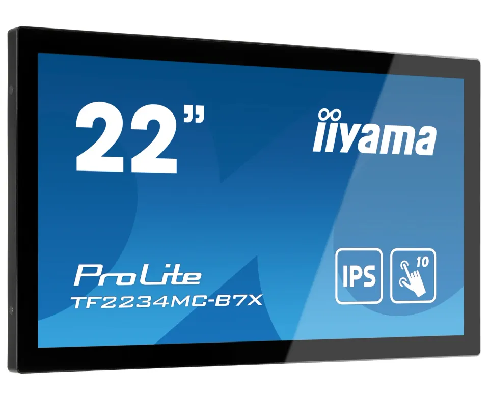 22" iiyama TF2234MC-B7X: IPS, FullHD, capacitive, 10P, 350cd/m2, VGA, DP, HDMI, IP65, černý