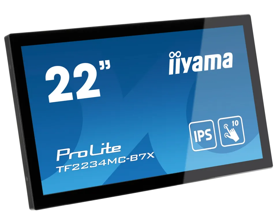 22" iiyama TF2234MC-B7X: IPS, FullHD, capacitive, 10P, 350cd/m2, VGA, DP, HDMI, IP65, černý