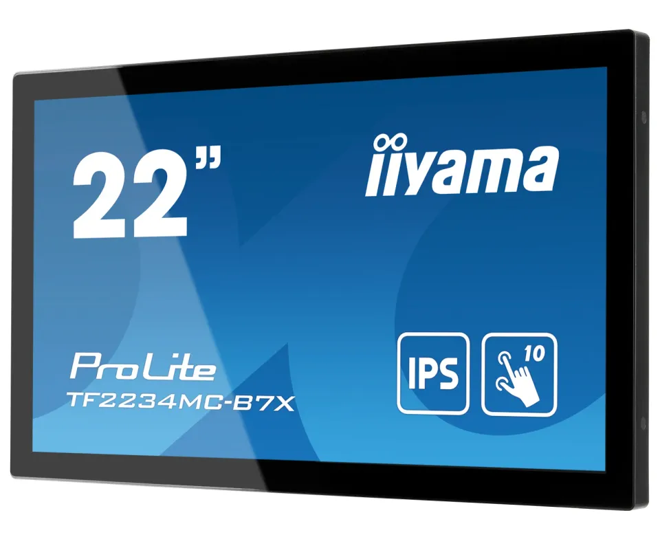 22" iiyama TF2234MC-B7X: IPS, FullHD, capacitive, 10P, 350cd/m2, VGA, DP, HDMI, IP65, černý