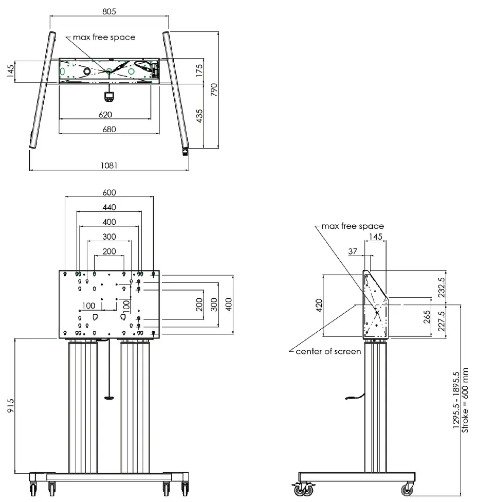 SMMS 062.7105 dvojitý elektrický lift 98", 160 kg, 1295-1895 mm, černý