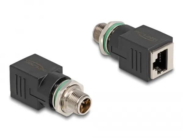 Delock M12 adaptér, ze čtyřpinové X-kódované zástrčky na konektor RJ45 přímý (60065)