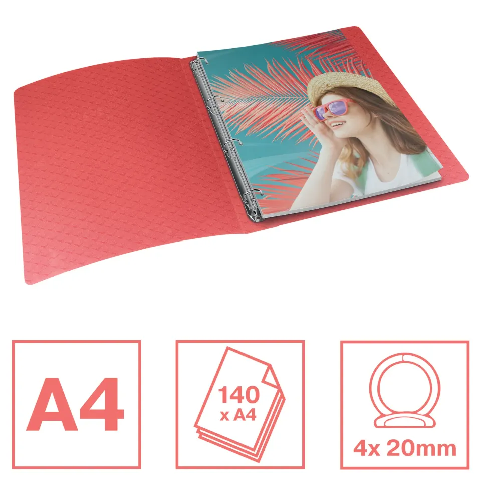 Esselte desky s 4kroužkovým mechanismem Colour'Breeze, korálová