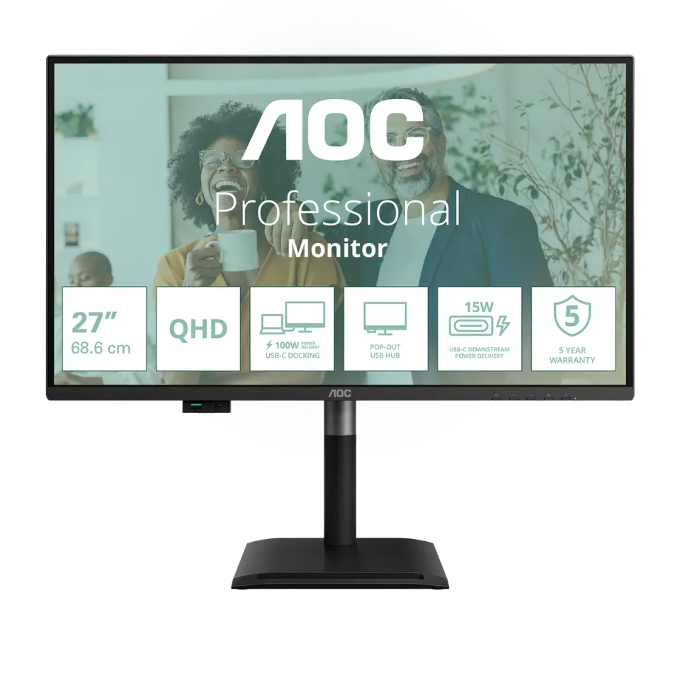 AOC LCD Q27P4CV 27" IPS/2560x1440@120Hz/4ms/350cd/HDMI/DP/4xUSB/USB-C dock/RJ45/