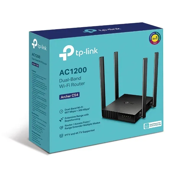 TP-LINK Archer C54 wifi AP/router AC1200, 4xLAN, 1xWAN, AC1200 dvoupásmový Wi-Fi router