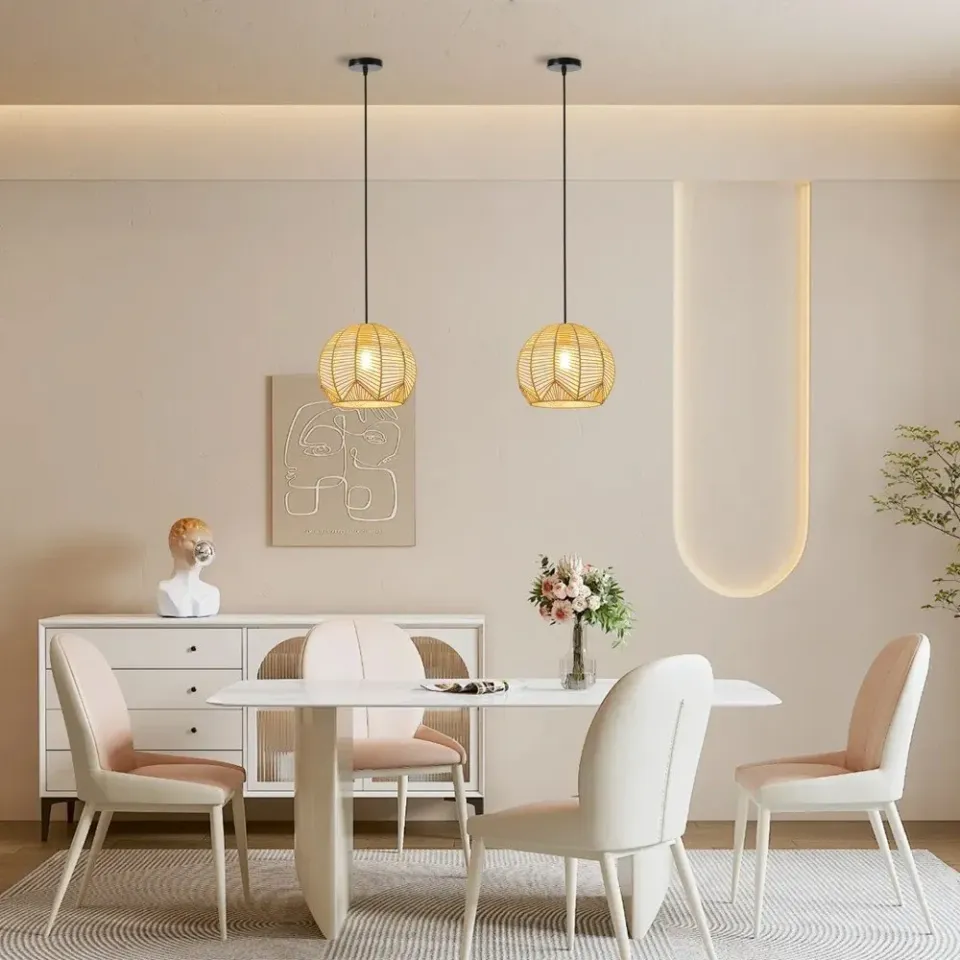 IMMAX BOHO PELO designové závěsné svítidlo, D30cm, E27, přírodní ratan