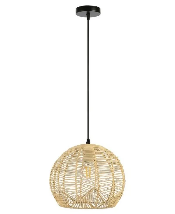 IMMAX BOHO PELO designové závěsné svítidlo, D30cm, E27, přírodní ratan