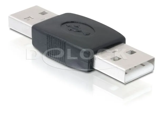 Delock USB Adapter, USB A černý samec/samec (spojka)