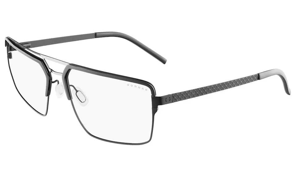 GUNNAR kancelářske/herní brýle PINNACLES ONYX-SILVER čirá skla-PRO BLF 35 GUNNAR focus
