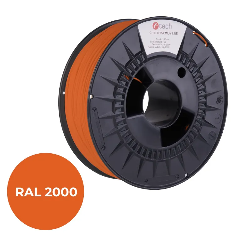 C-TECH tisková struna PREMIUM LINE ( filament ) , ASA, žlutooranžová, RAL2000, 1