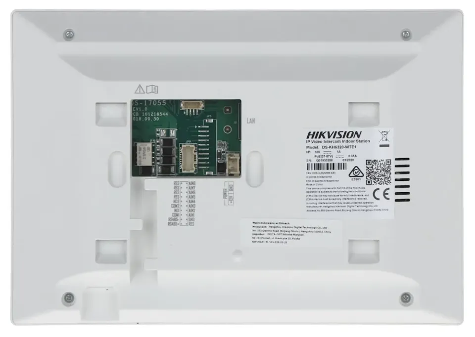 Hikvision DS-KH6320-WTE1-W - 7" IP bytový dotykový monitor, Wi-Fi; PoE; bílý