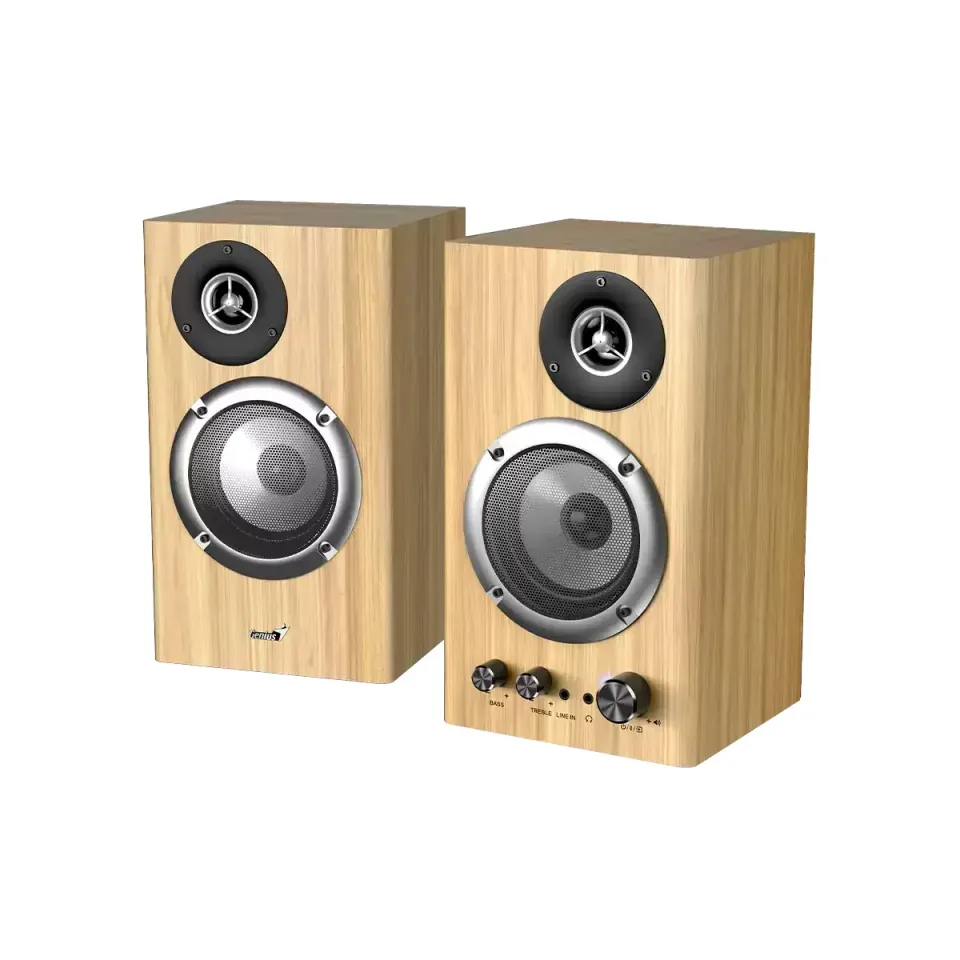 Genius SP-HF1812BT Reproduktory, 2.0, 50W, Bluetooth 5.3, 3,5mm jack, dřevěné, s