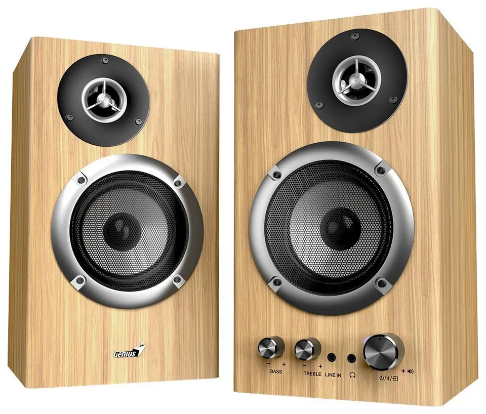 Genius SP-HF1812BT Reproduktory, 2.0, 50W, Bluetooth 5.3, 3,5mm jack, dřevěné, s