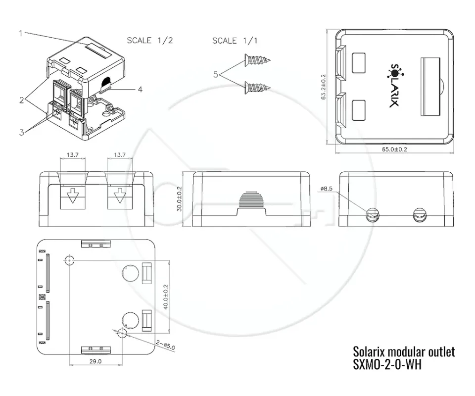Solarix Zásuvka modulární pro 2 keystony na omítku bílá SXMO-2-0-WH