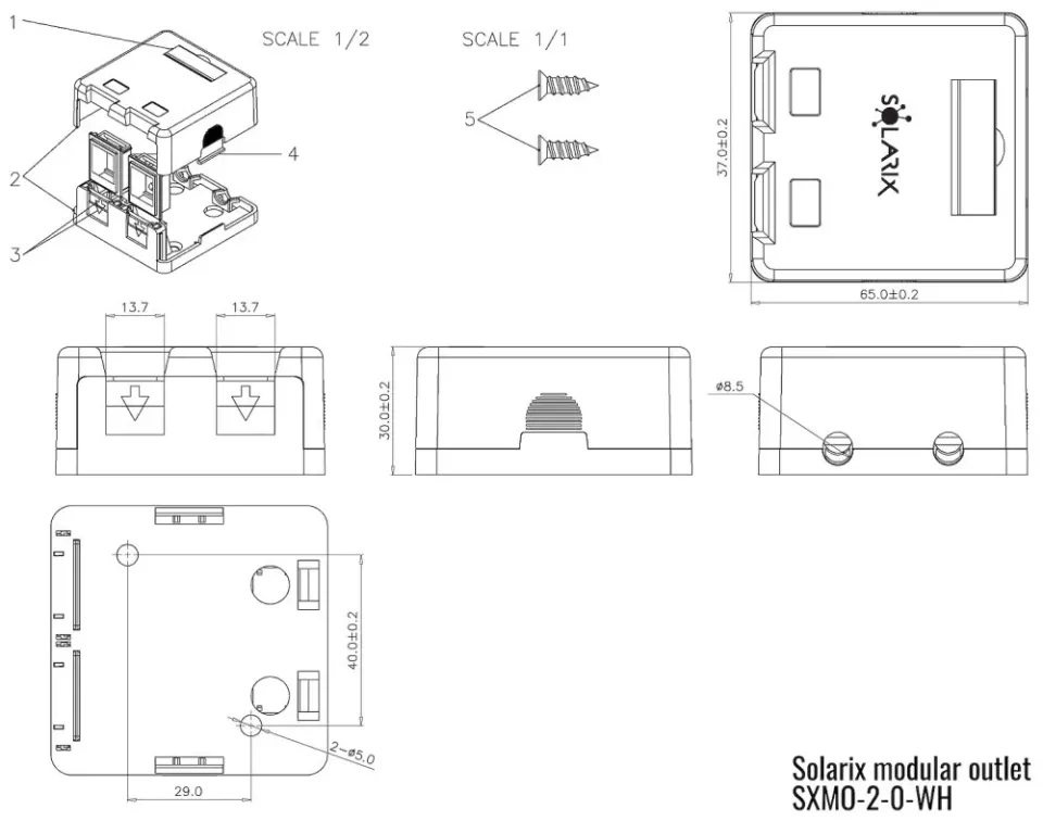Solarix Zásuvka modulární pro 2 keystony na omítku bílá SXMO-2-0-WH